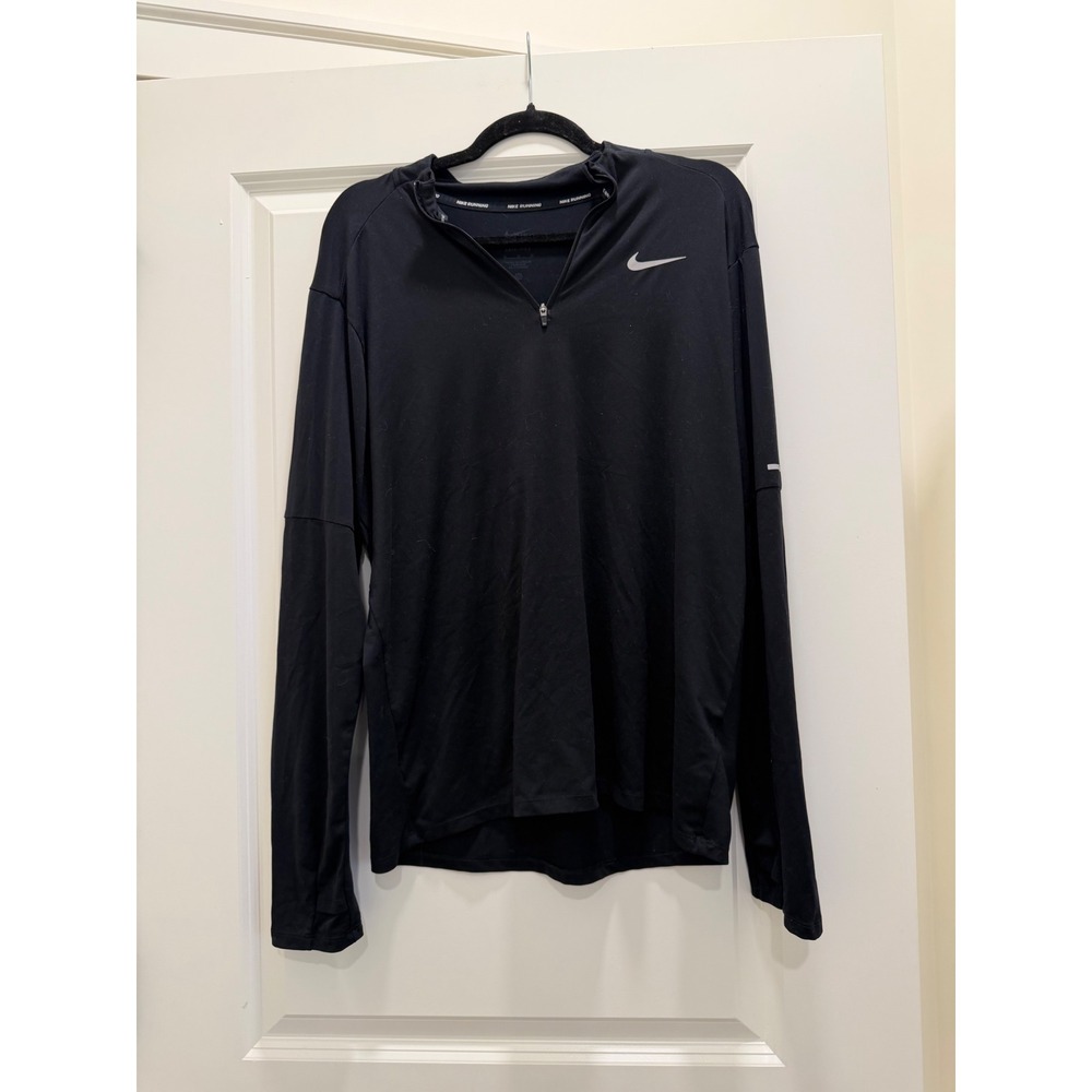 Nike Running Mens Dri-FIT Quarter Zip Pullover Black Long Sleeve Shirt Medium